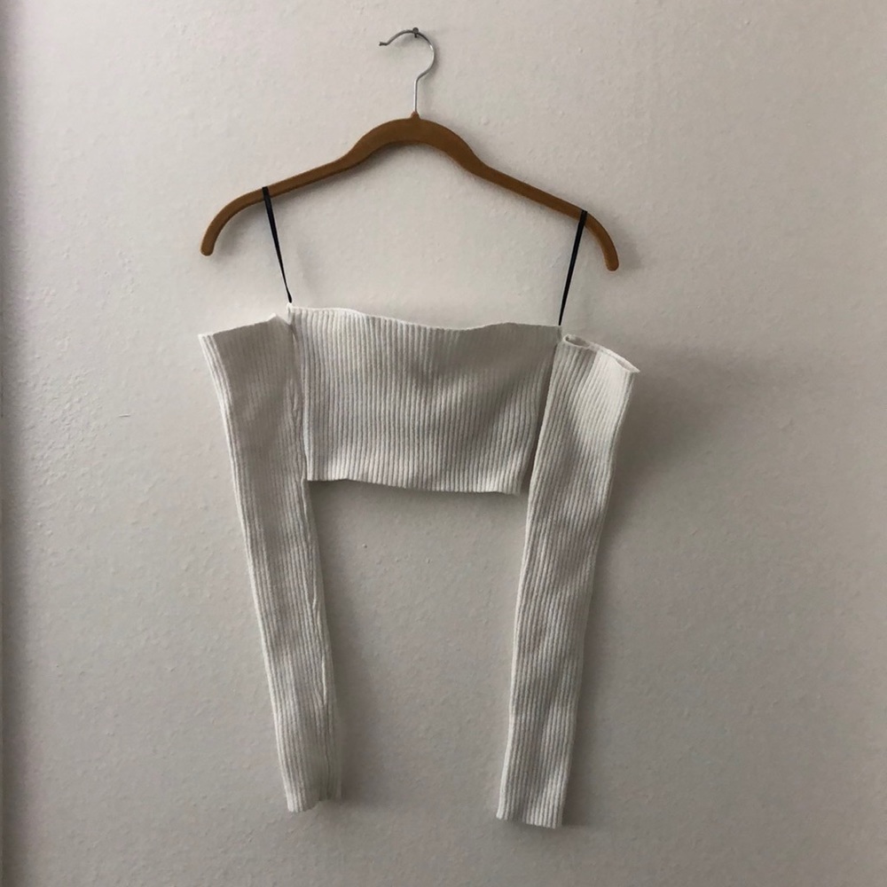 Forever 21 strapless crop top long sleeve